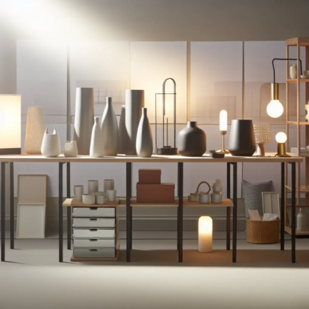 Styled shelves and a sideboard featuring new Domlumo home goods arrivals.