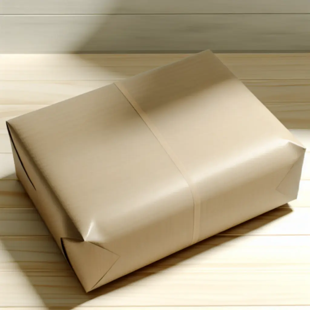 Neatly packaged Domlumo order ready for shipment on a wooden surface